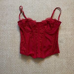 red corset top
